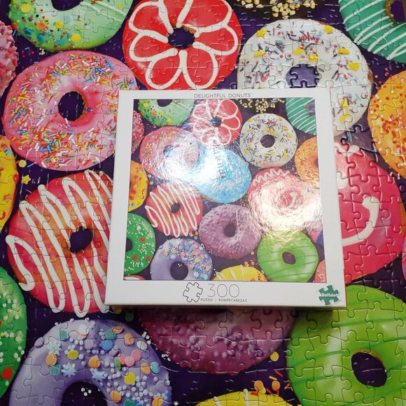 Buffalo Jigsaw Puzzle Delightful Donuts 300 Pieces Complete - Picture 1 of 7